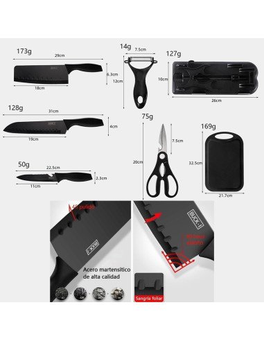 Juego de cuchillos de cocina importado al mayoreo en LHESH