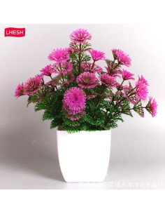 FLOR ARTIFICIAL ROSA C/MACETA PAQ 12 PIEZAS SHIRLEY