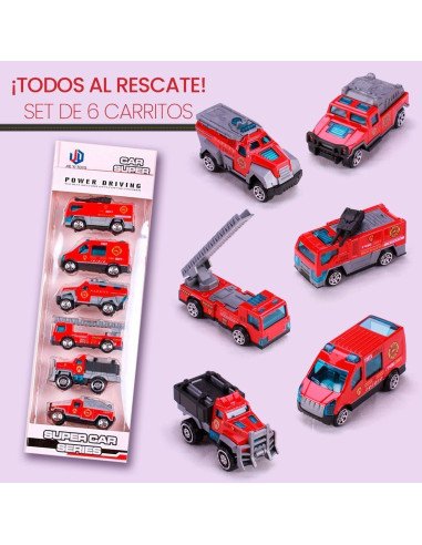 Set de 6 carritos de juguete importado al mayoreo en LHESH