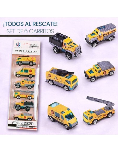 Set de 6 carritos de juguete importado al mayoreo en LHESH