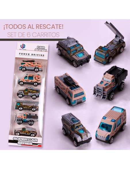 Set de 6 carritos de juguete importado al mayoreo en LHESH