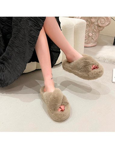 Sandalia tipo Pantufla dama al mayoreo ofrece LHESH - ID 41733-37631 café