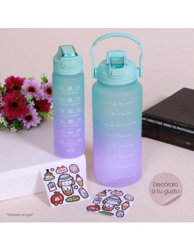 ¡Oferta Imperdible! Set de botellas motivacionales 2L Y 800 ml. en LHESH.mx - Mayoreo de Calzado y Ropa Infantil.