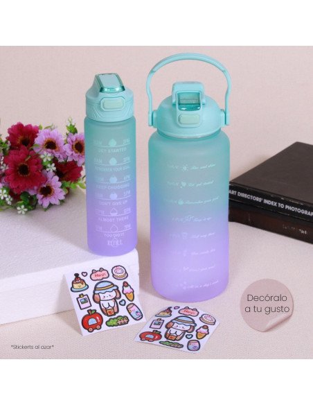 ¡Oferta Imperdible! Set de botellas motivacionales 2L Y 800 ml. en LHESH.mx - Mayoreo de Calzado y Ropa Infantil.