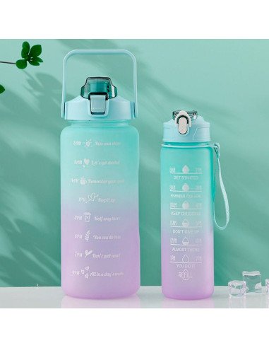 ¡Oferta Imperdible! Set de botellas motivacionales 2L Y 800 ml. en LHESH.mx - Mayoreo de Calzado y Ropa Infantil.