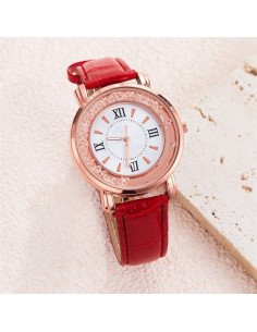 Reloj de cuarzo para dama al mayoreo ofrece LHESH – ID 42926-39139 rojo