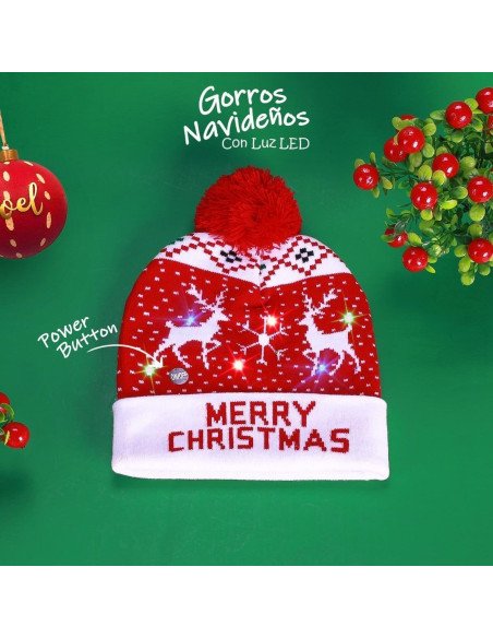 Gorros navideños con luz LED importados al mayoreo en LHESH