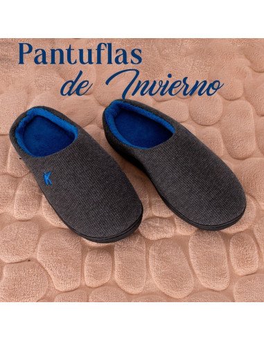 pantufla juvenil al mayoreo ofrece LHESH - ID 40867 gris con azul