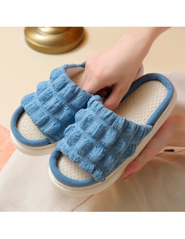 Pantufla dama al mayoreo ofrece LHESH - ID 40854 blanco, azul y amarillo