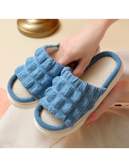 Pantufla dama al mayoreo ofrece LHESH - ID 40854 blanco, azul y amarillo