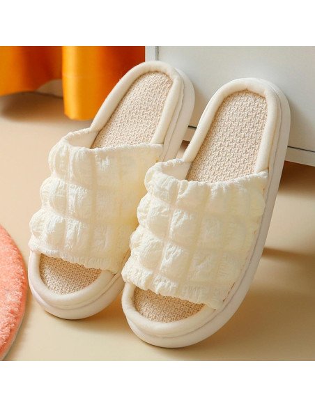 Pantufla dama al mayoreo ofrece LHESH - ID 40854 blanco, azul y amarillo