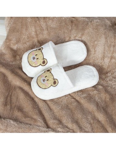 PANTUFLA CROCK DAMA OSO BLANCO BRILLOS SLIPPER