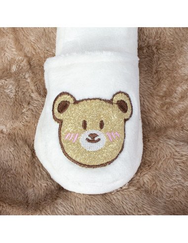 PANTUFLA CROCK DAMA OSO BLANCO BRILLOS SLIPPER