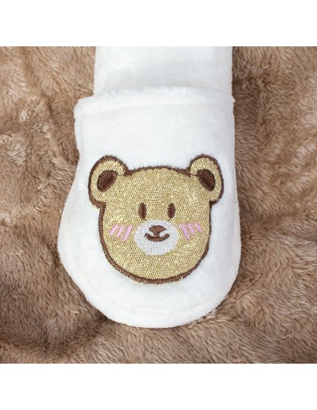 PANTUFLA CROCK DAMA OSO BLANCO BRILLOS SLIPPER