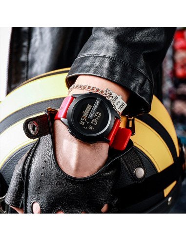 Reloj de pulsera sport al mayoreo ofrece LHESH – ID 41493 rojo y gris oscuro