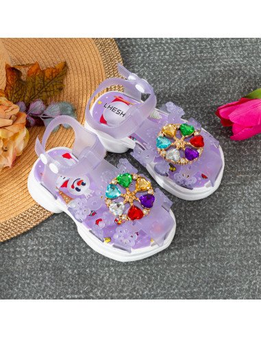 Mayoreo de Sandalias para niñas, disponibles en LHESH – Compra Exclusiva - ID 43449 morado