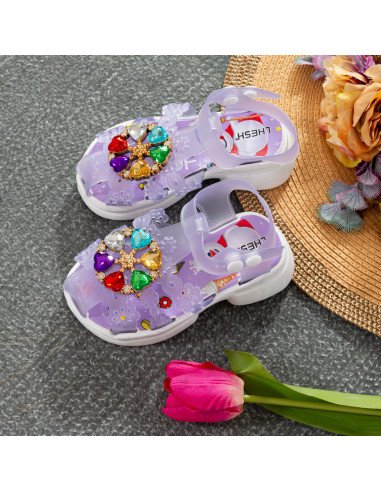 Mayoreo de Sandalias para niñas, disponibles en LHESH – Compra Exclusiva - ID 43449 morado