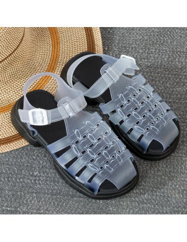 Mayoreo sandalias modernas, sólo en LHESH - Perfectas para ventas - ID 43437 negro/transp