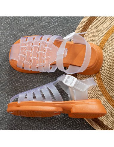 Mayoreo sandalias para dama, prácticas y disponibles en LHESH - Compra al por mayor - ID 43440 naranja/transp