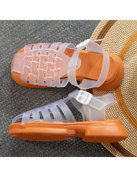 Mayoreo sandalias para dama, prácticas y disponibles en LHESH - Compra al por mayor - ID 43440 naranja/transp