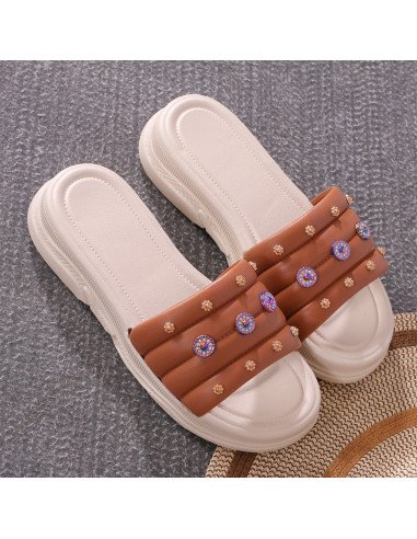 Venta mayoreo: Sandalias para dama en LHESH - ID 43407 café