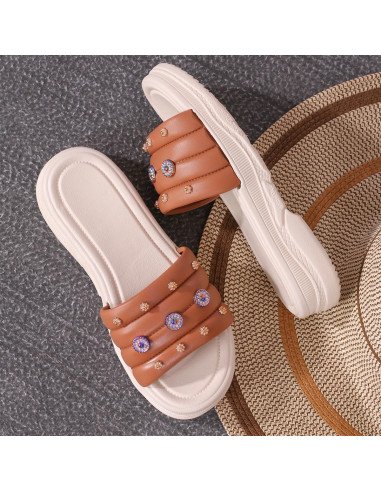 Venta mayoreo: Sandalias para dama en LHESH - ID 43407 café