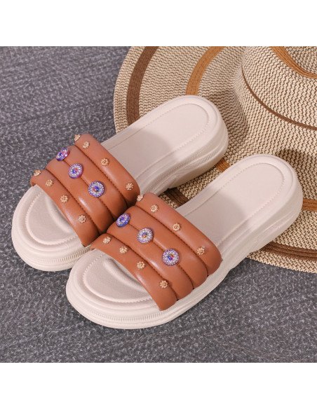 Venta mayoreo: Sandalias para dama en LHESH - ID 43407 café