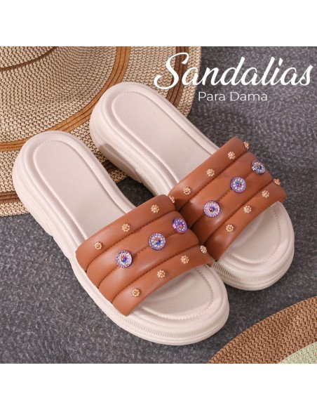 Venta mayoreo: Sandalias para dama en LHESH - ID 43407 café