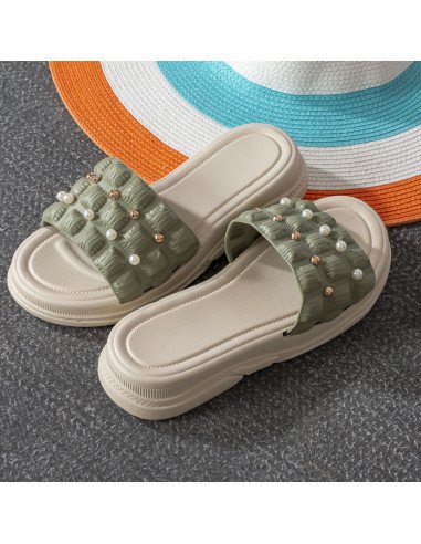 Mayoreo de sandalias para dama en LHESH - ID 43400 verde con perlas