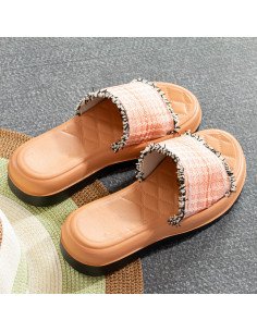 Sandalias en mayoreo con detalle textil en LHESH - ID 43516 rosa 2