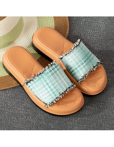 Mayoreo sandalias para dama, tejidas y exclusivas en LHESH - ID 43517 azul