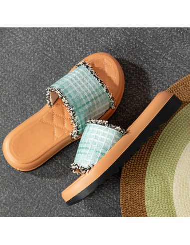 Mayoreo sandalias para dama, tejidas y exclusivas en LHESH - ID 43517 azul