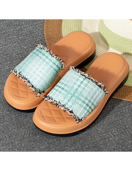 Mayoreo sandalias para dama, tejidas y exclusivas en LHESH - ID 43517 azul