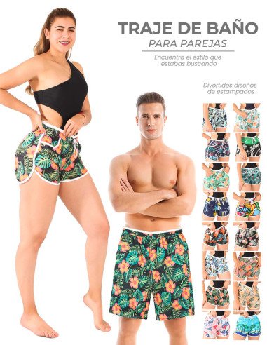Trajes de baño con estampados para parejas al Mayoreo en LHESH