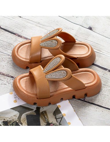 Sandalias con orejas de conejo y brillos para niñas en LHESH