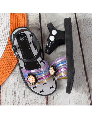 Compra al mayoreo sandalias negras decorativas para niñas | LHESH