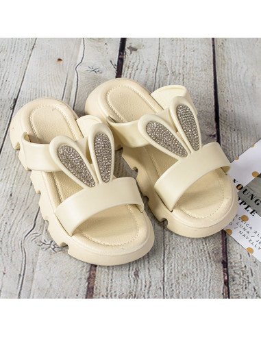 Sandalias con orejas de conejo y brillos para niñas en LHESH