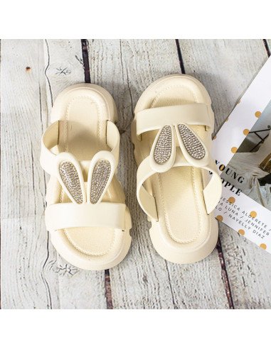 Sandalias con orejas de conejo y brillos para niñas en LHESH