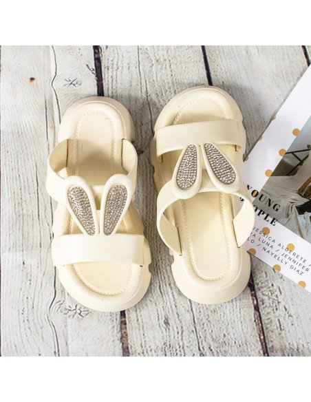 Sandalias con orejas de conejo y brillos para niñas en LHESH