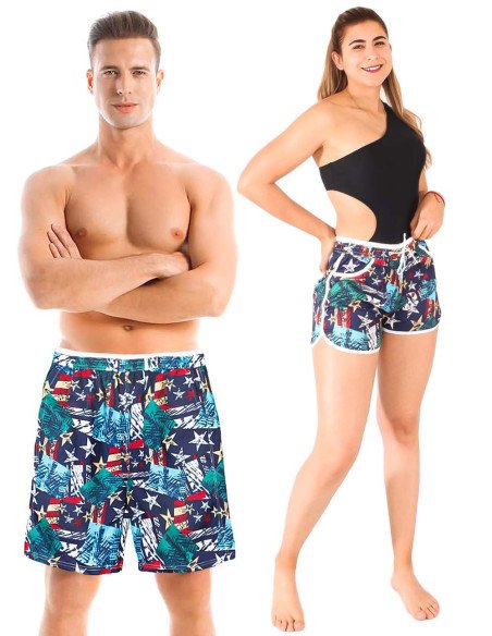 Trajes de baño con estampados para parejas al Mayoreo en LHESH