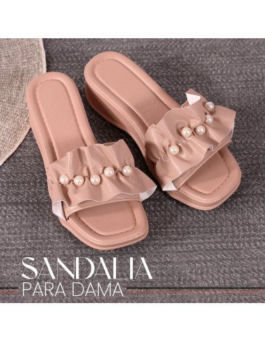Sandalias con perlas para dama al mayoreo en LHESH