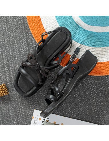 Sandalias negras para mujer al mayoreo en LHESH