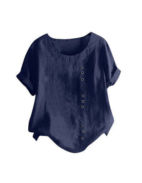 Moda plus blusa de manga corta para dama al mayoreo ofrece LHESH – ID 43578 marino