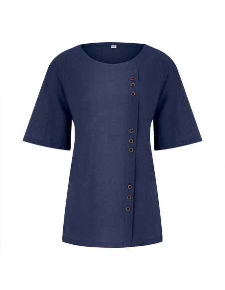 Moda plus blusa de manga corta para dama al mayoreo ofrece LHESH – ID 43578 marino