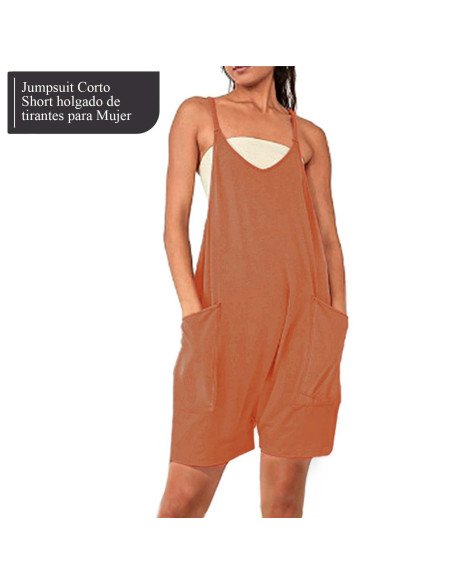 Moda plus jumpsuit holgado de tirantes para dama al mayoreo ofrece LHESH - ID 43570 café