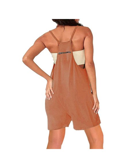 Moda plus jumpsuit holgado de tirantes para dama al mayoreo ofrece LHESH - ID 43570 café