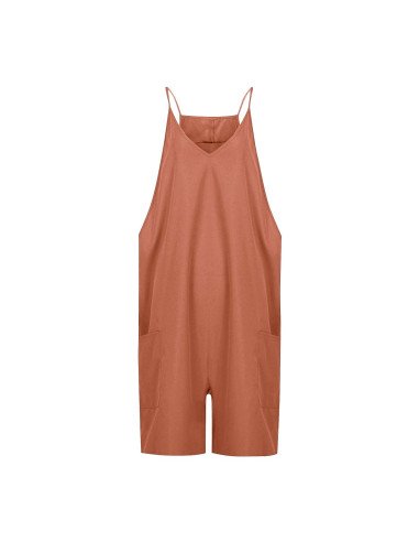 Moda plus jumpsuit holgado de tirantes para dama al mayoreo ofrece LHESH - ID 43570 café