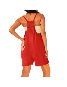 Moda plus jumpsuit holgado de tirantes para dama al mayoreo ofrece LHESH - ID 43572 rojo 2