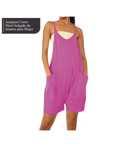 Moda plus jumpsuit holgado de tirantes para dama al mayoreo ofrece LHESH - ID 43571 rosa