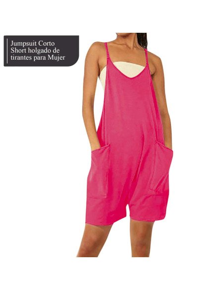 Moda plus jumpsuit holgado de tirantes para dama al mayoreo ofrece LHESH - ID 43573 rosa